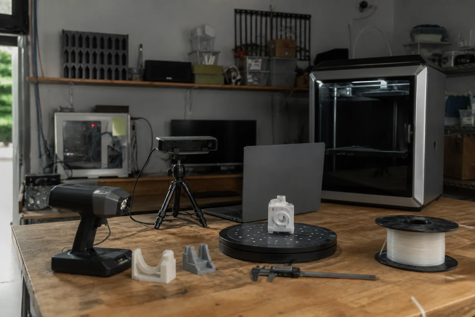 3D skener, merilna oprema in tiskalnik v tehnični delavnici